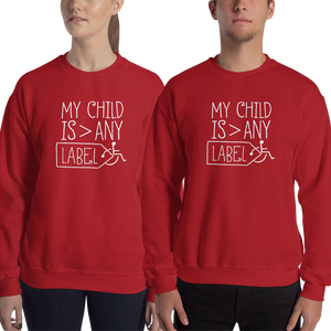 sweater My Child is Greater than Any Label parent parenting children disability special needs awareness diversity wheelchair acceptance