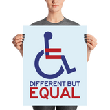 poster different but equal disability logo equal rights discrimination prejudice ableism special needs awareness diversity wheelchair inclusion acceptance