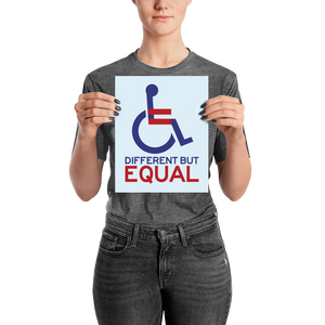 poster different but equal disability logo equal rights discrimination prejudice ableism special needs awareness diversity wheelchair inclusion acceptance