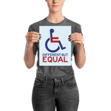 poster different but equal disability logo equal rights discrimination prejudice ableism special needs awareness diversity wheelchair inclusion acceptance